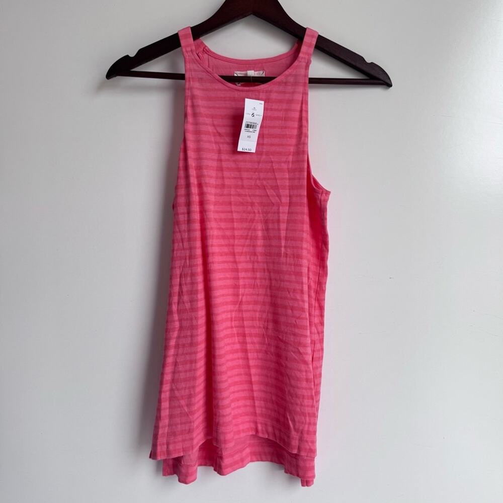 LOU‎ & GRAY Ann Taylor Pink Stripe Tank Top Baggy oversized Long NWT cotton XS